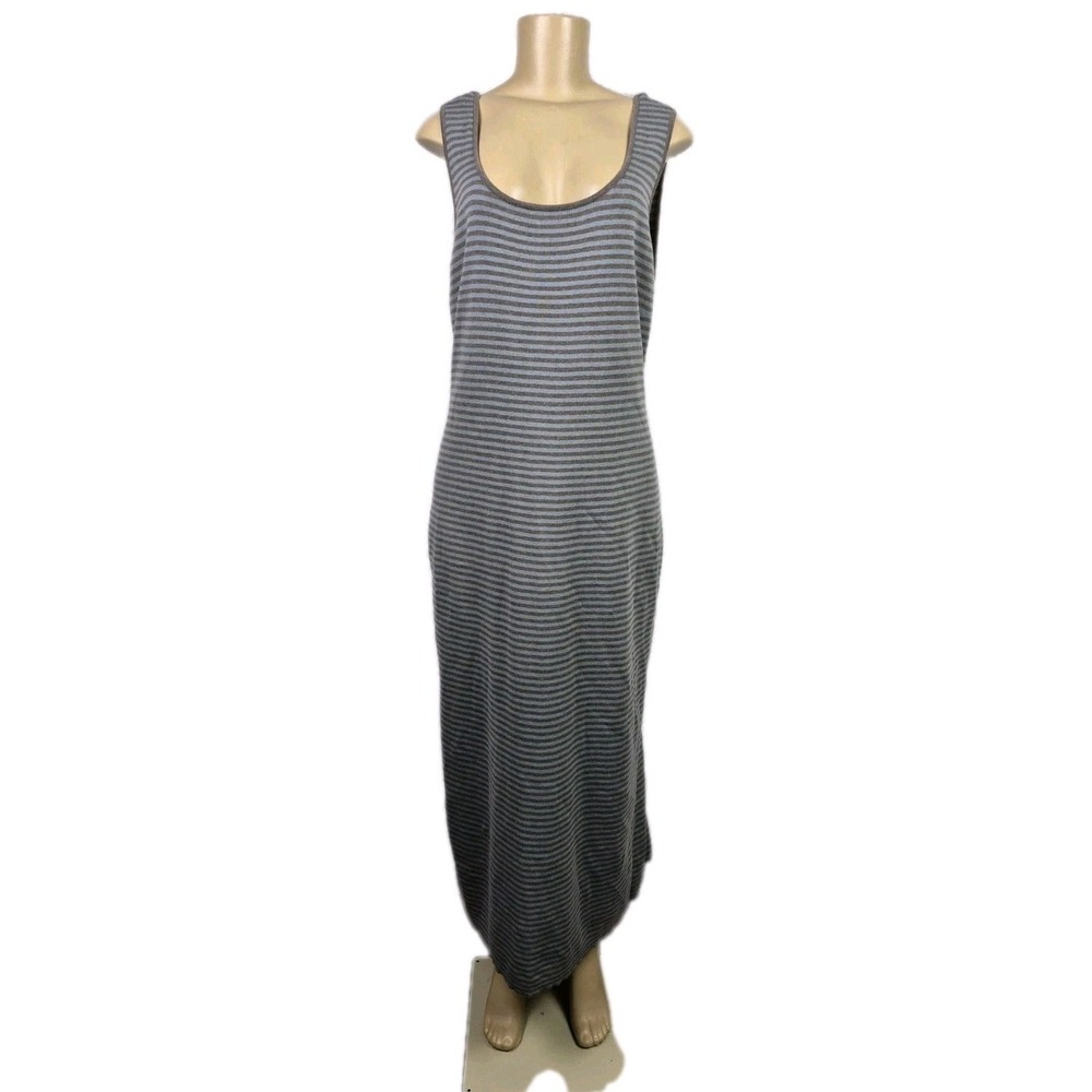 Peruvian‎ Connection Sz L Striped Maxi Tank Dress Sleeveless Boho Resort Jersey